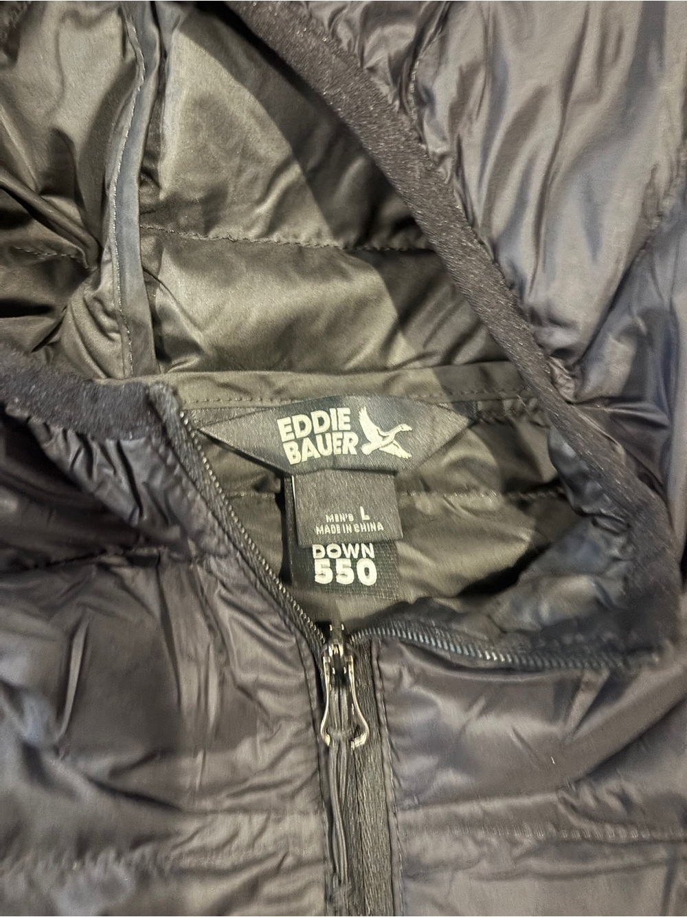 Eddie Bauer Black Quilted Hooded Puffer Jacket - Picture 3 of 5